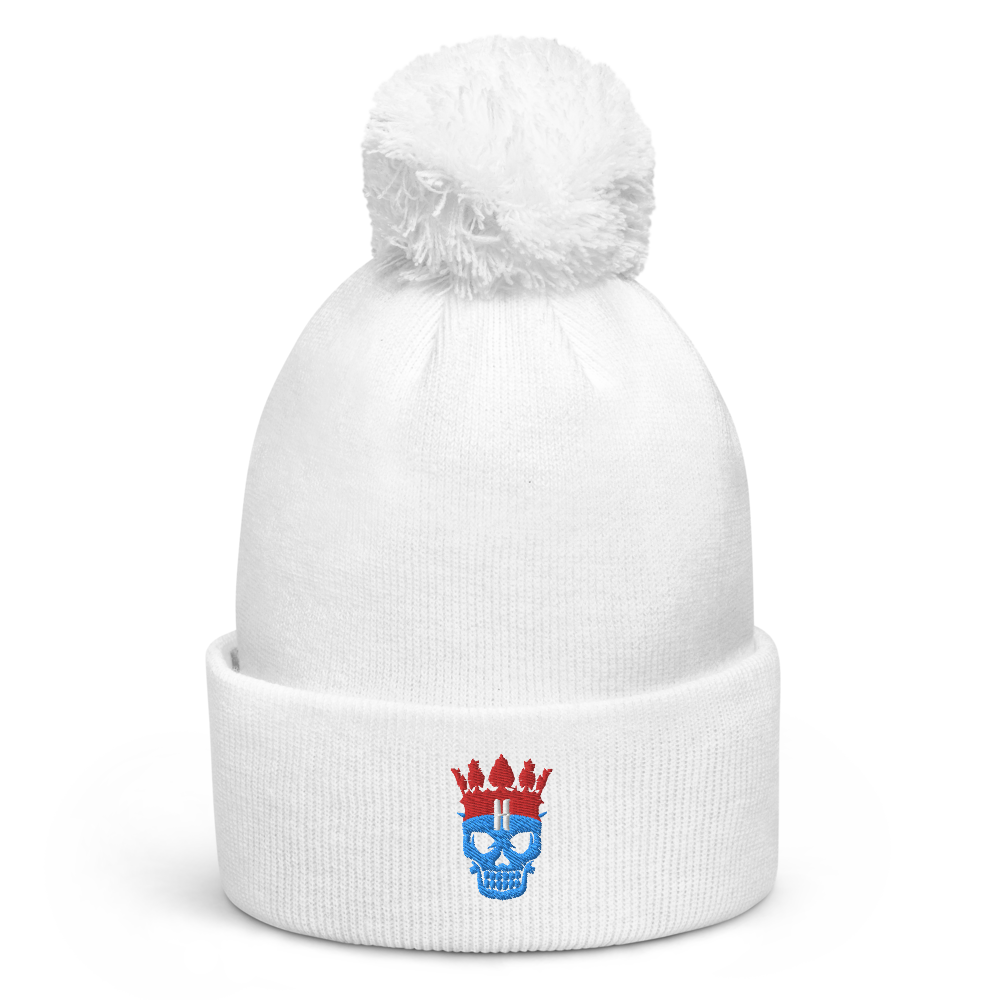 Beanie mit Bommel - Mütze - Skull